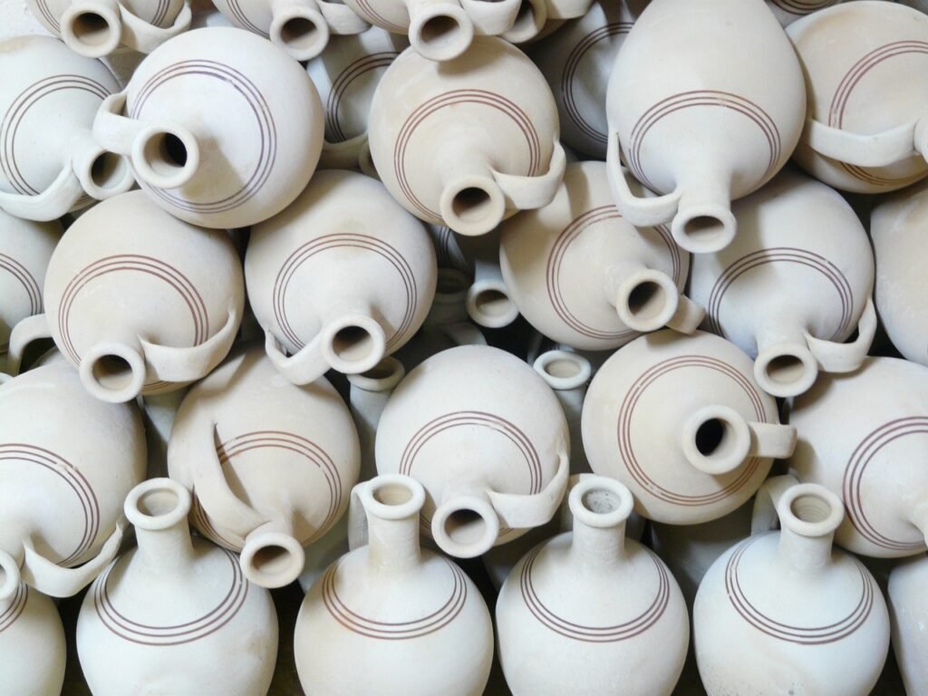 Several jugs stacked on each other